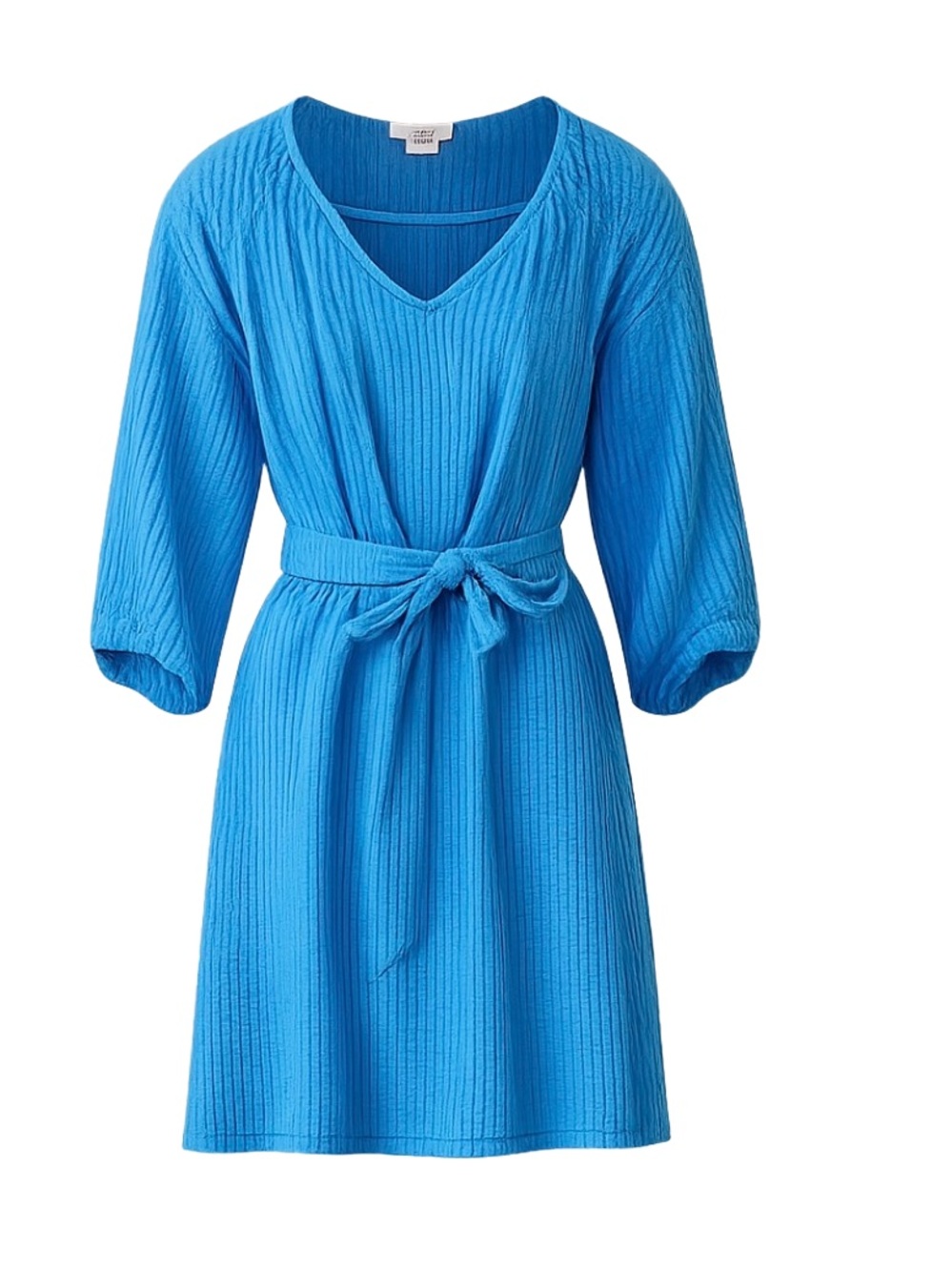 Sonoma Bright Blue V‑Neck Summer Midi Dress with Tie Waist